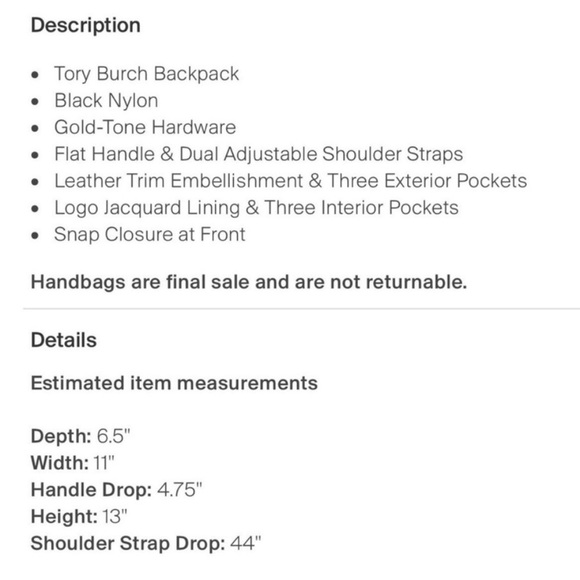 Tory Burch Travel Nylon Backpack (Diaper Bag w/ changing pad). - Picture 16 of 16